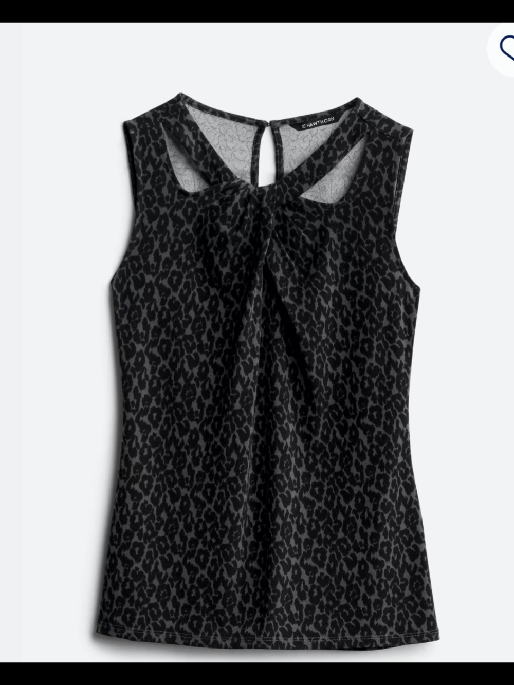 41 Hawthorn Grey & Black Leopard-Print Twist Neck Tank